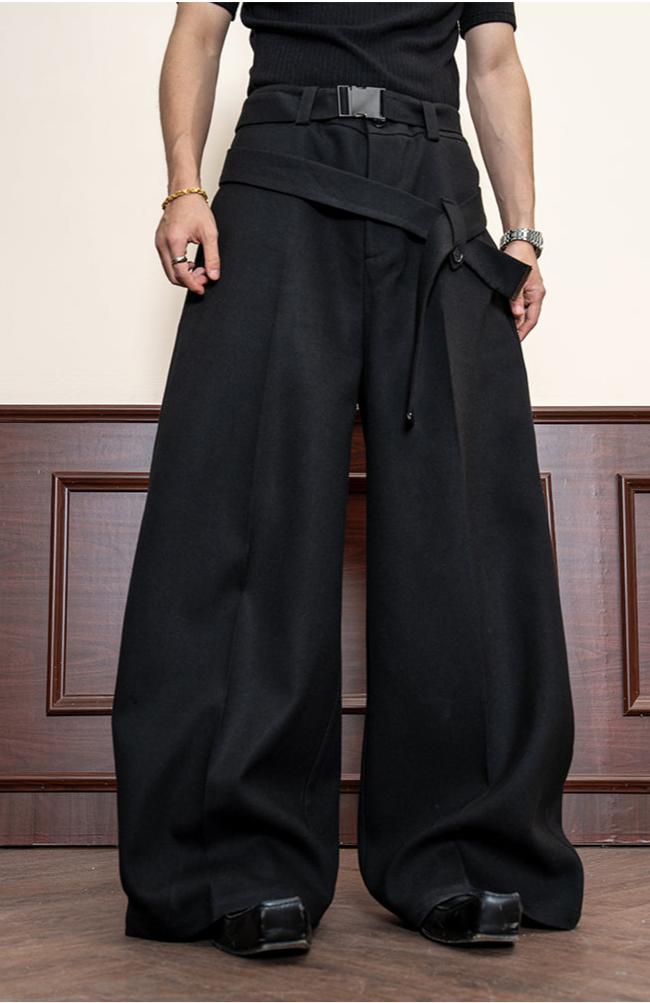 Original design double belt casual pants