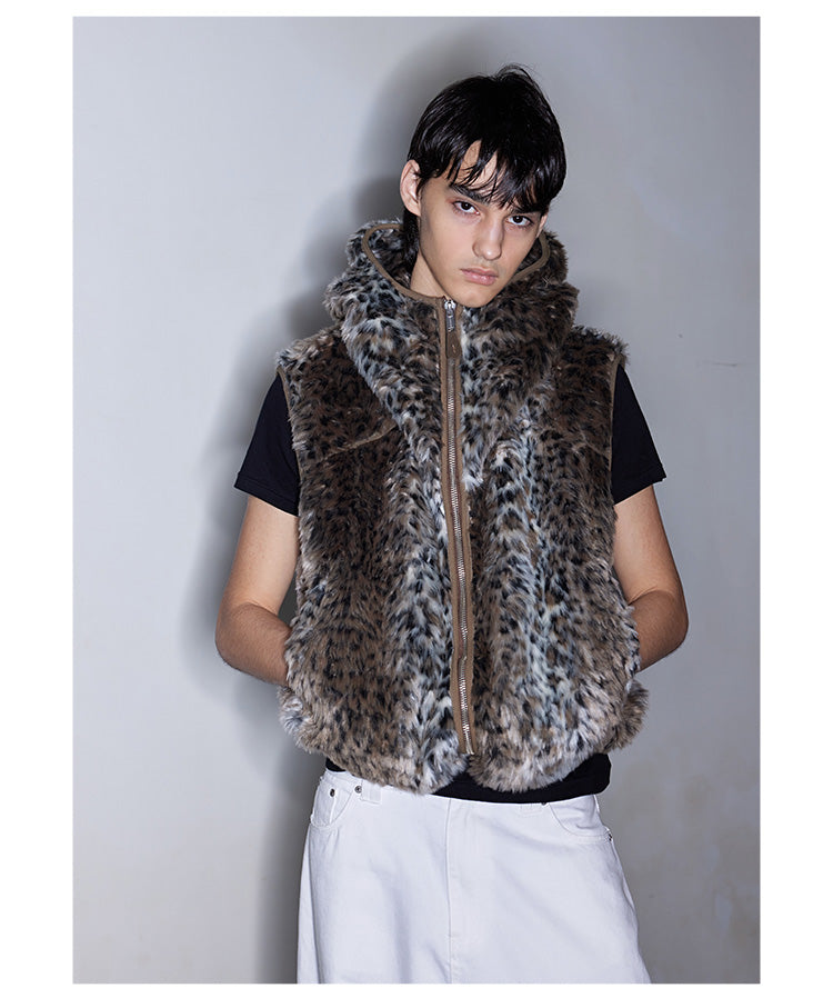 Faux Fur Zippered Hooded Vest