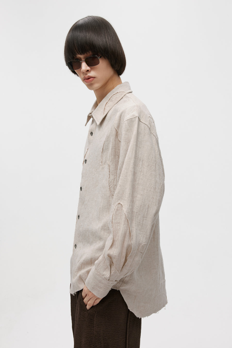 Raw-edge design jacquard shirt