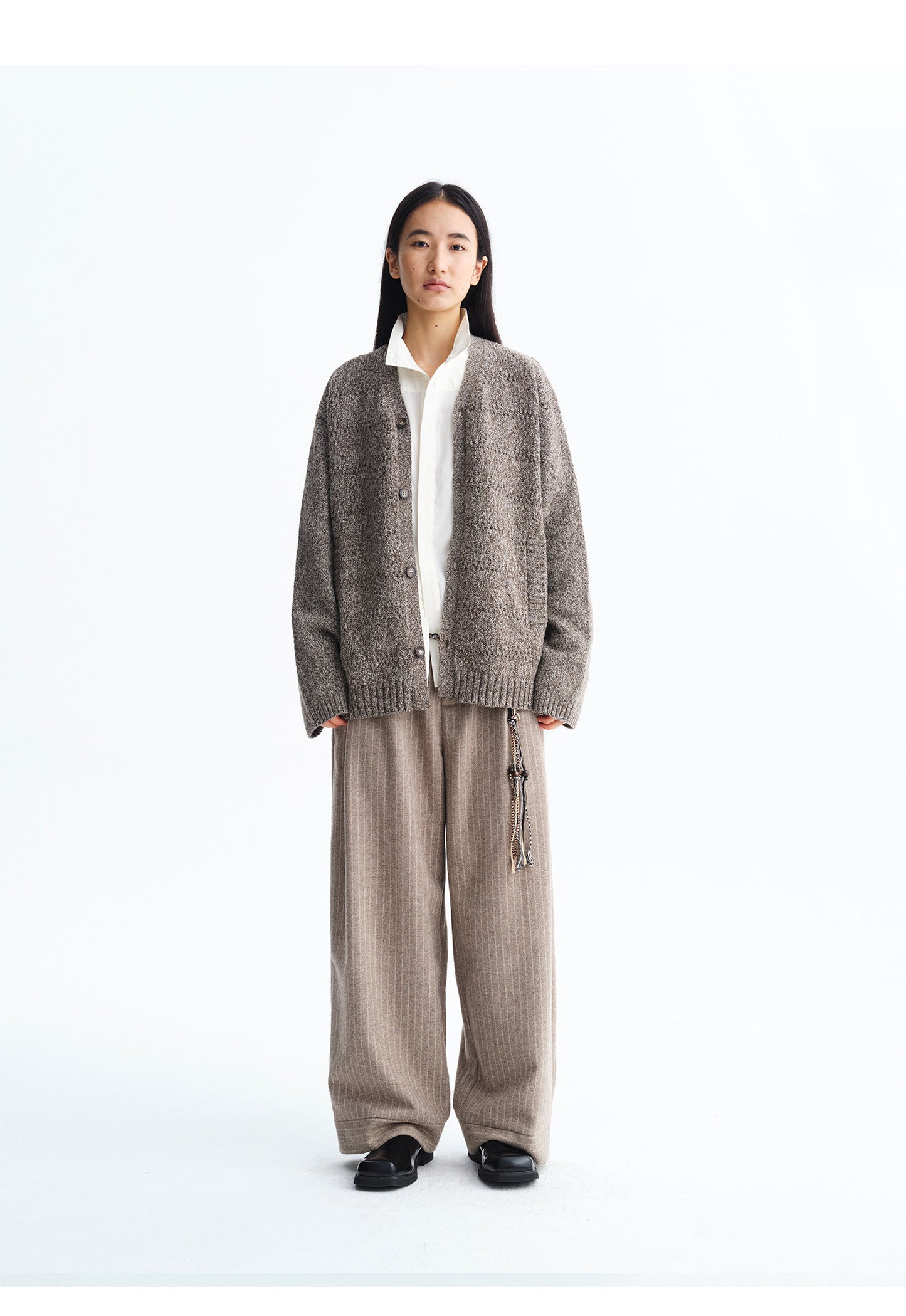 Wool Loose Straight Leg Casual Pants