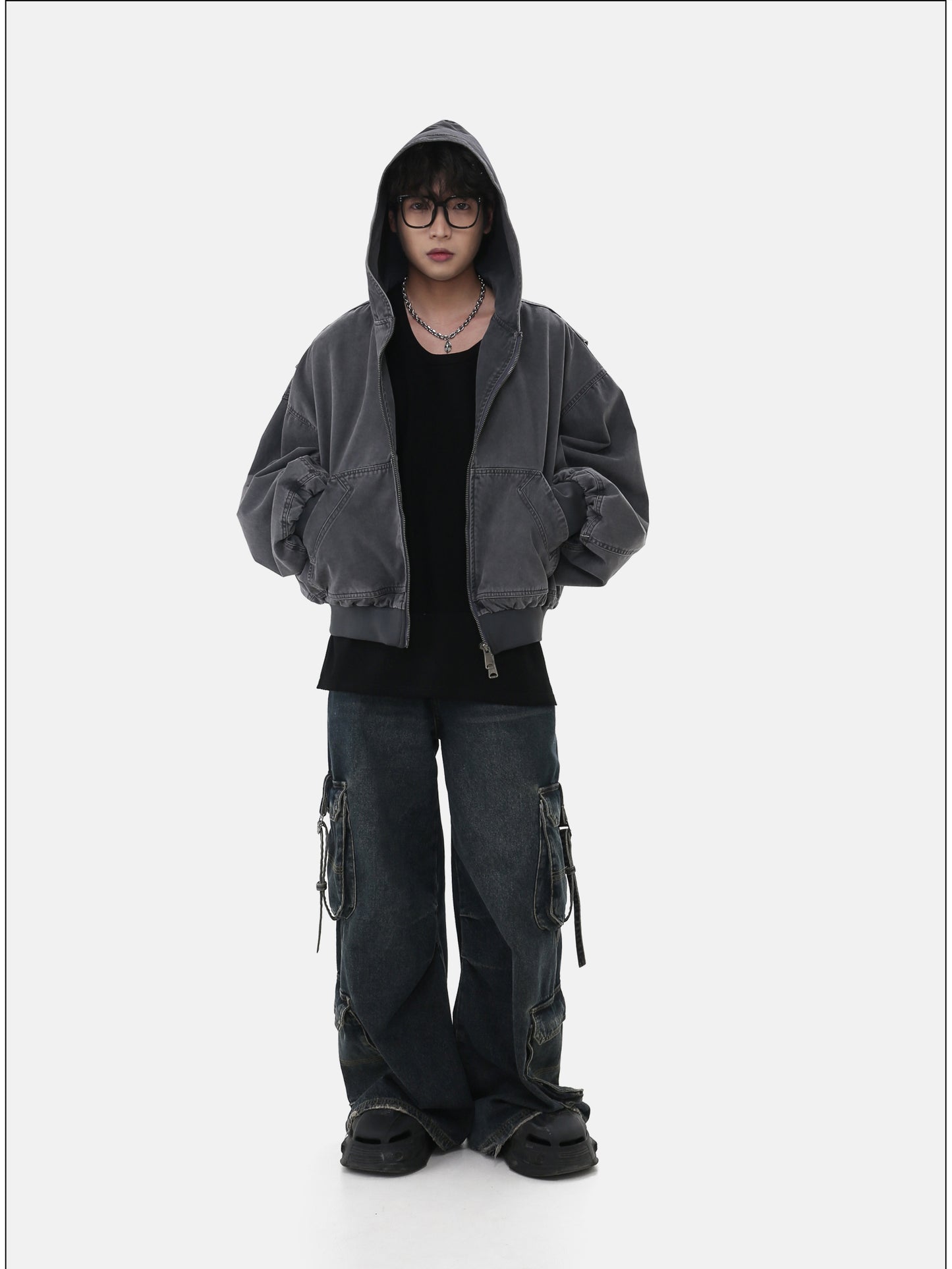 Unisex Short Wide Hooded Jacket