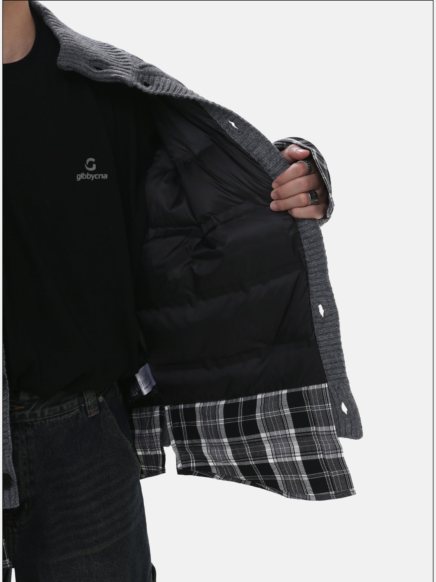 Patchwork Stand Collar Cardigan