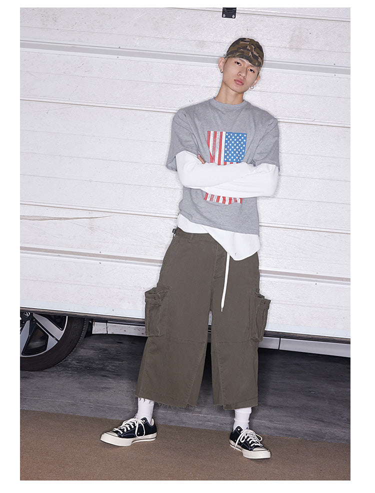 Cargo pocket cropped pants