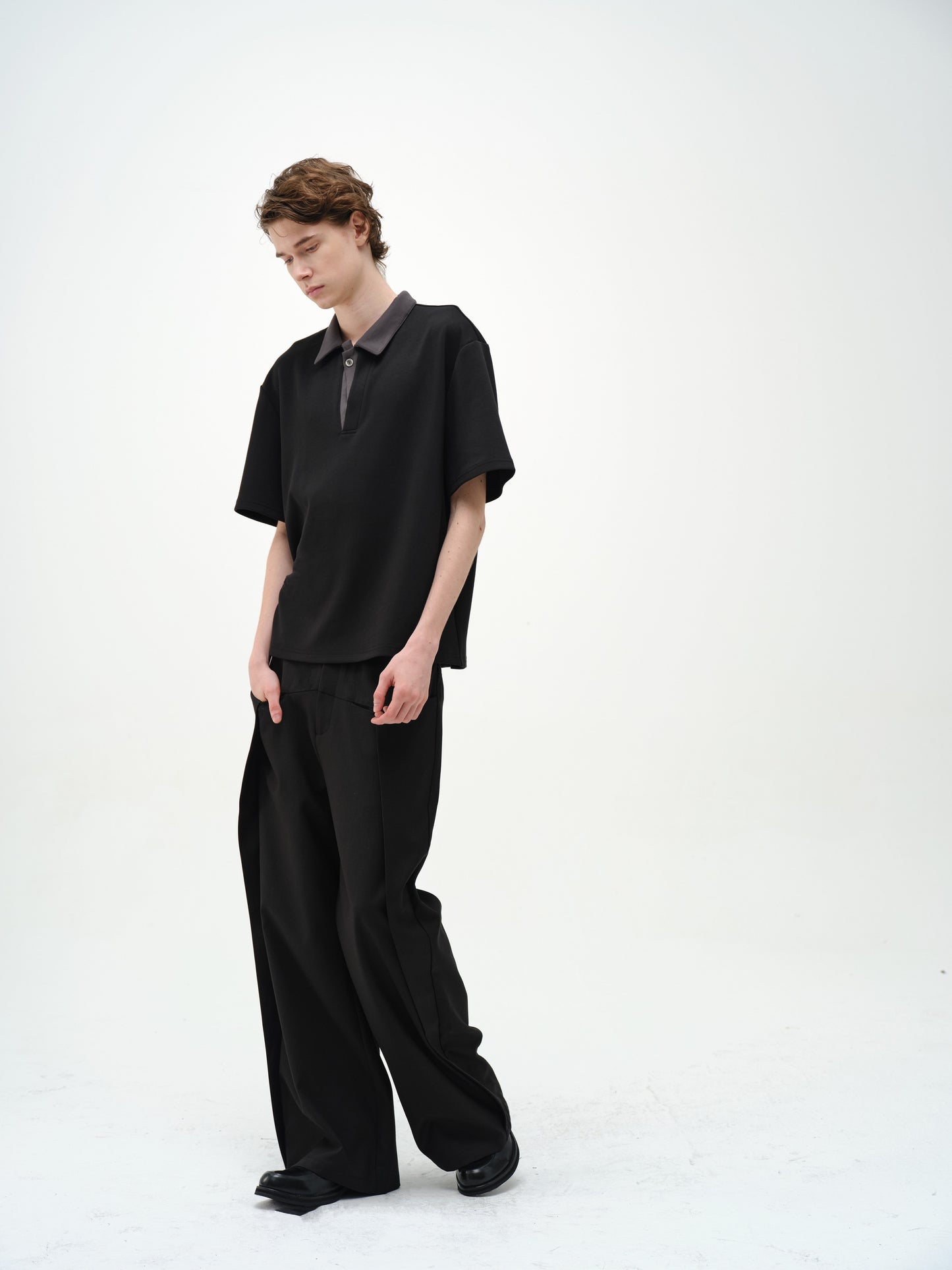 Single-button polo shirt
