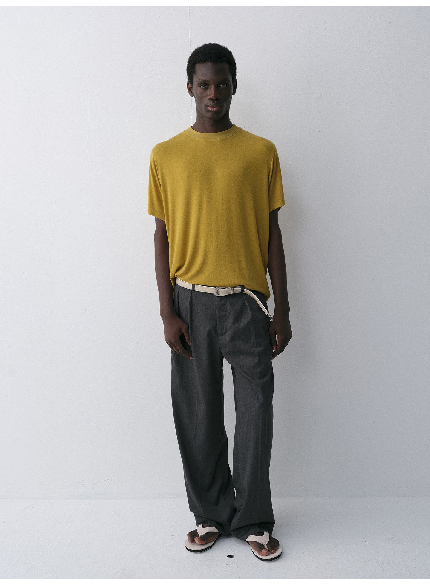 Tencel & Wool Blend Crew Neck T-Shirt