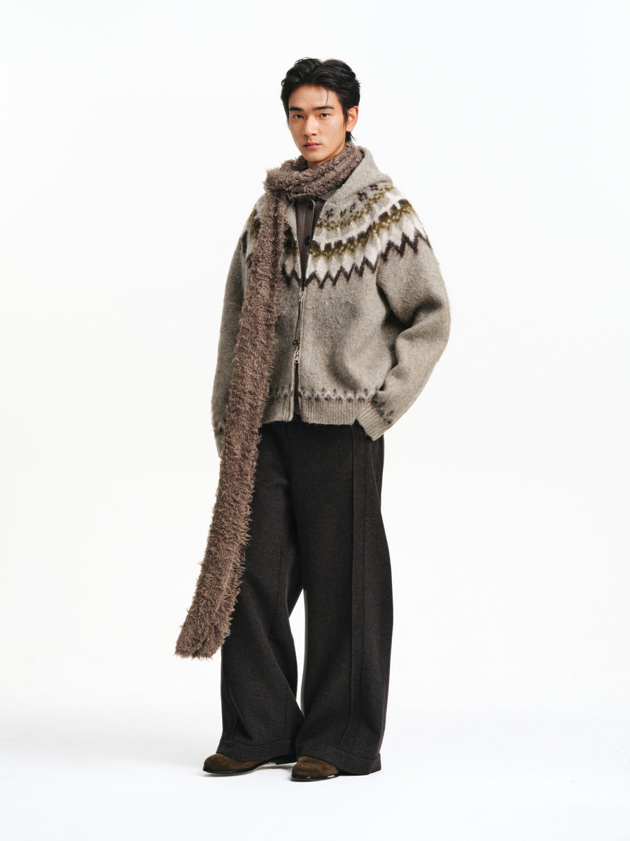 Fair Isle Hooded Jacquard Cardigan