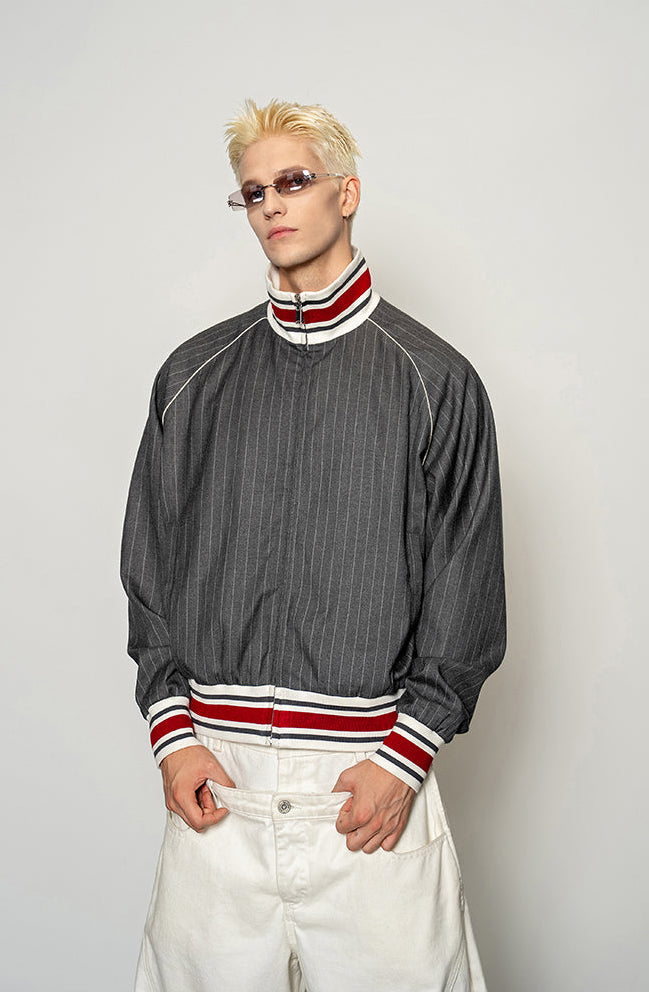 Striped High-Collared Jacket
