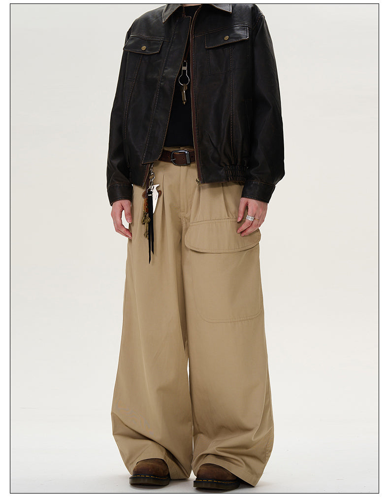 Retro Large Pocket Casual Pants