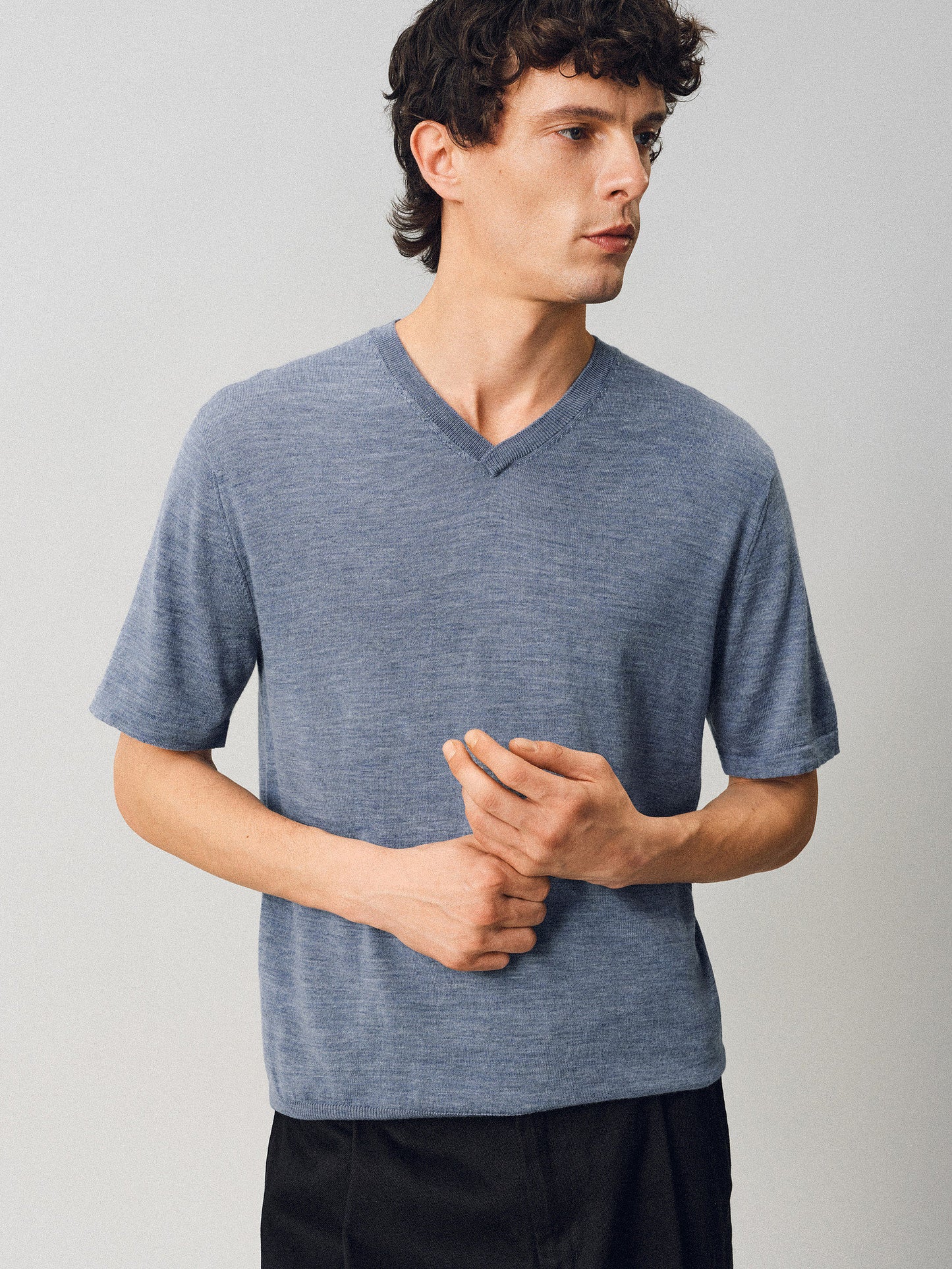 V-neck Wool Knit Shirt