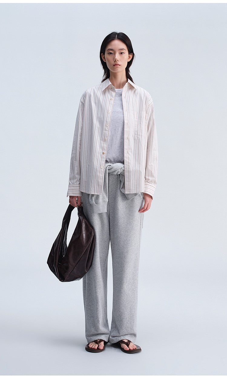 Casual Shirt with Color-Woven Stripes