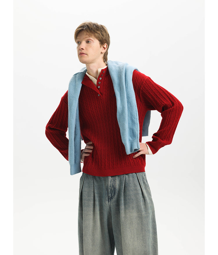 Logo Cable Embroidery Sweater