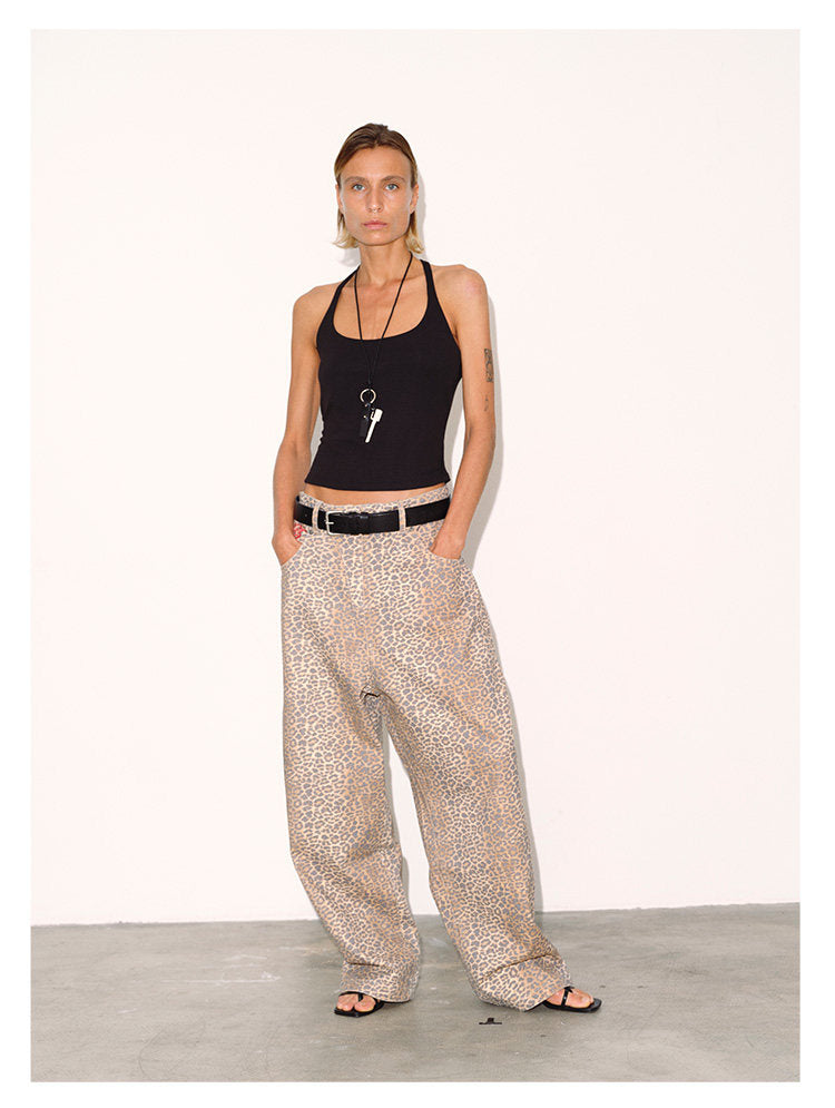 Gradient Leopard Print Baggy Pants