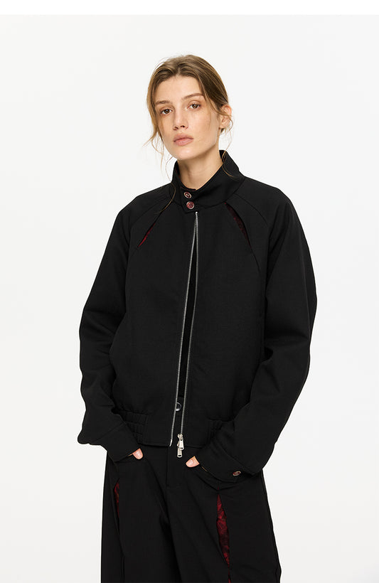 Contrast color Harrington jacket