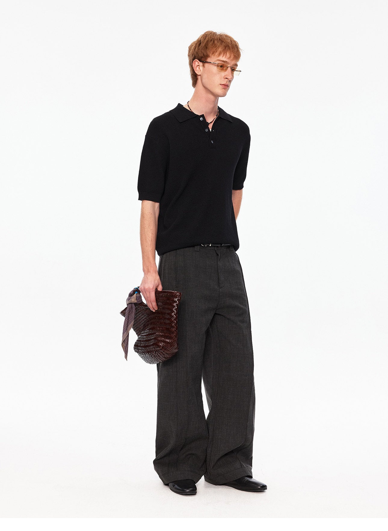 Waffle-Knit Polo Shirt