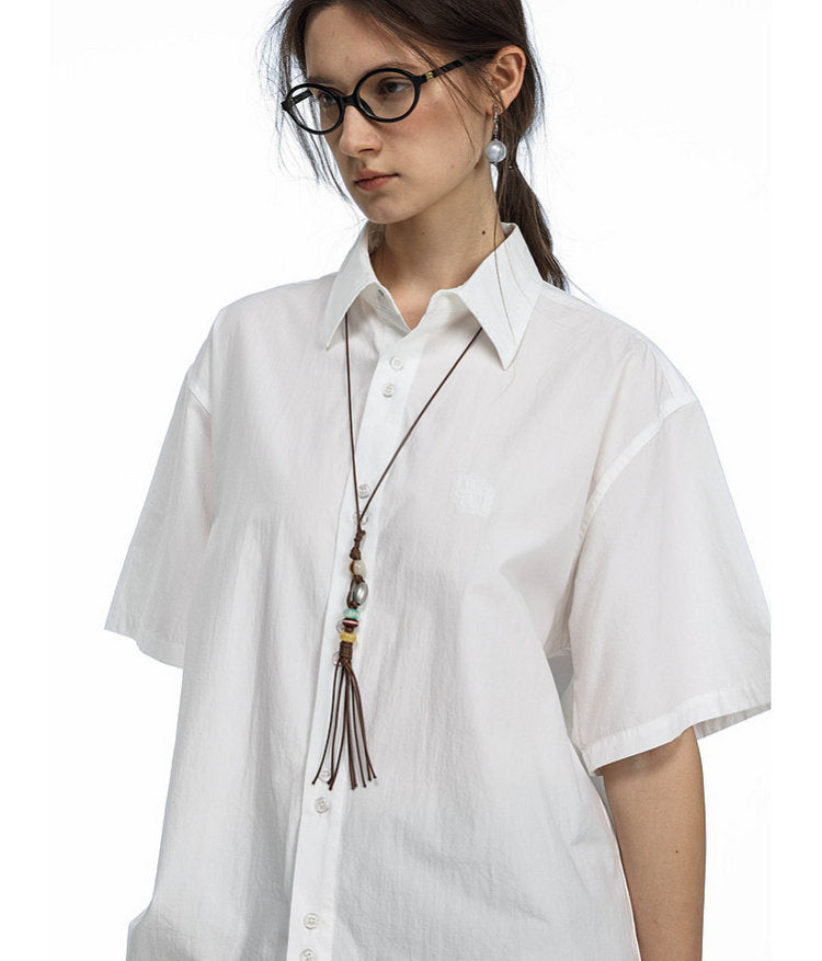 Embroidered Beaded Necklace Shirt