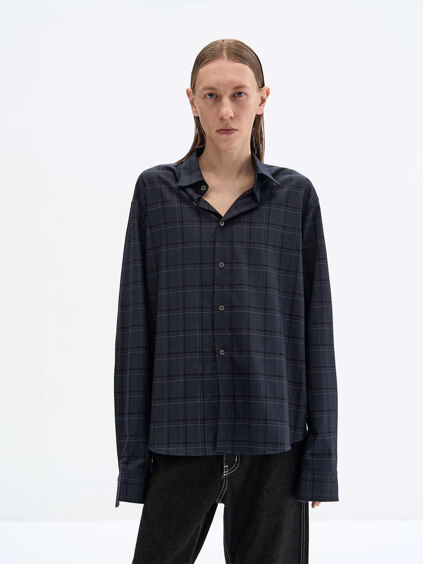 Checkered loose shirt