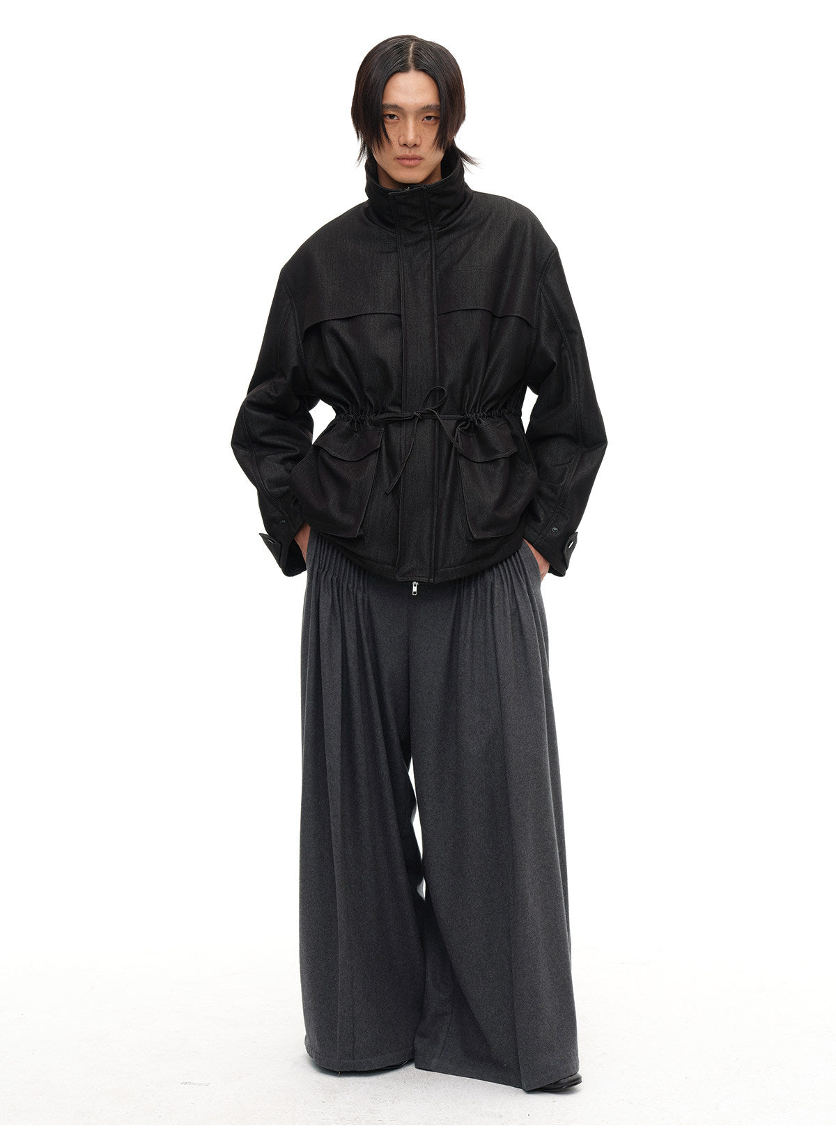 Pleated Wool Casual Pants