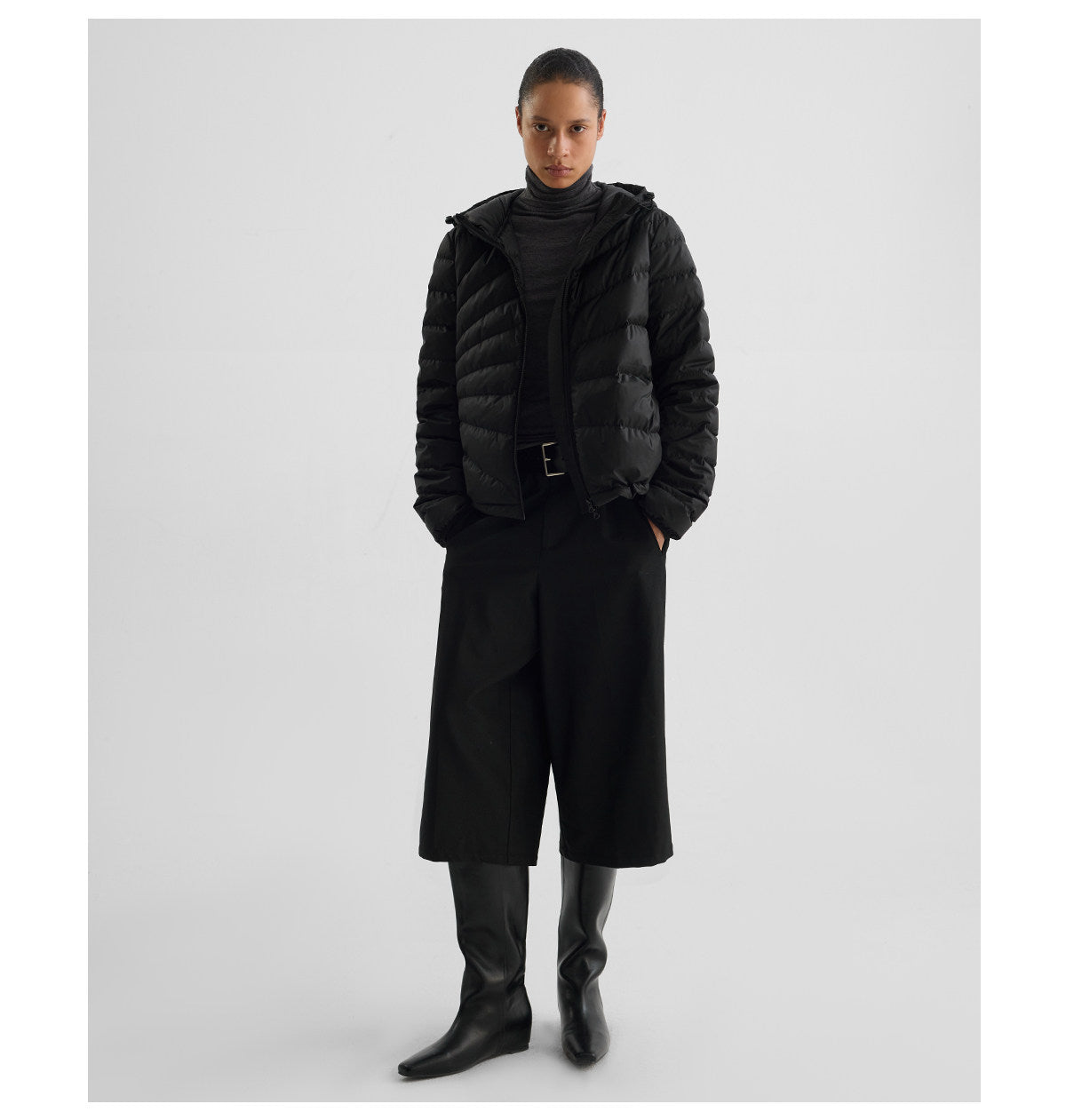 Embossed Straight-Line Quilted Down Jacket