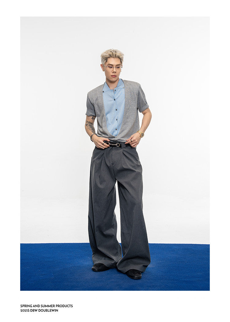 Contrast Fake Two-Piece Knit Shirt