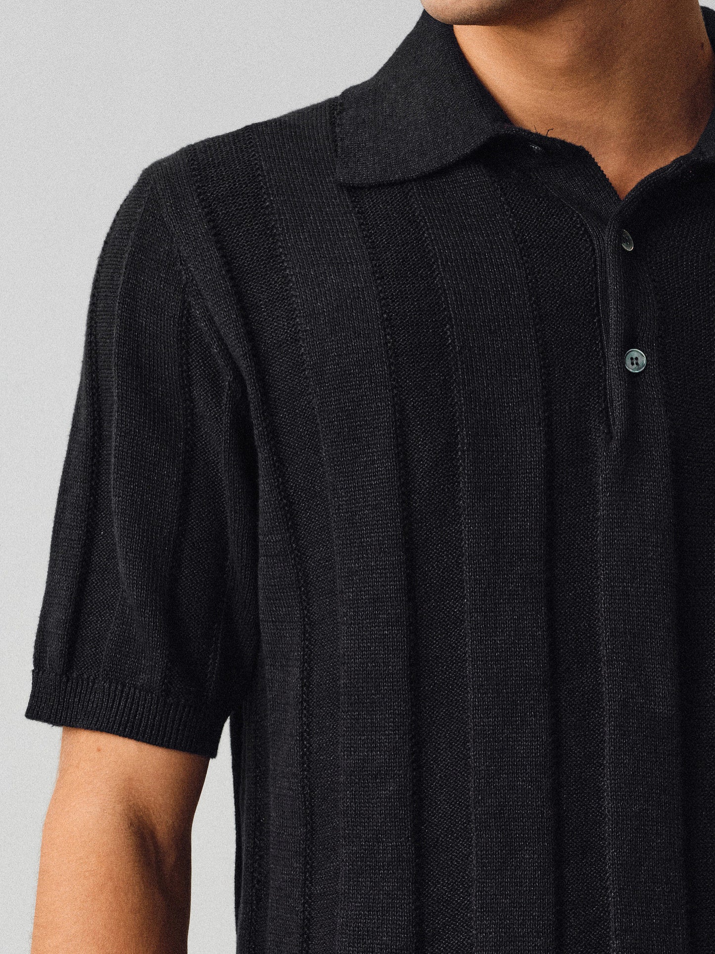 Hemp-Blend Pitched-Dot Polo Shirt