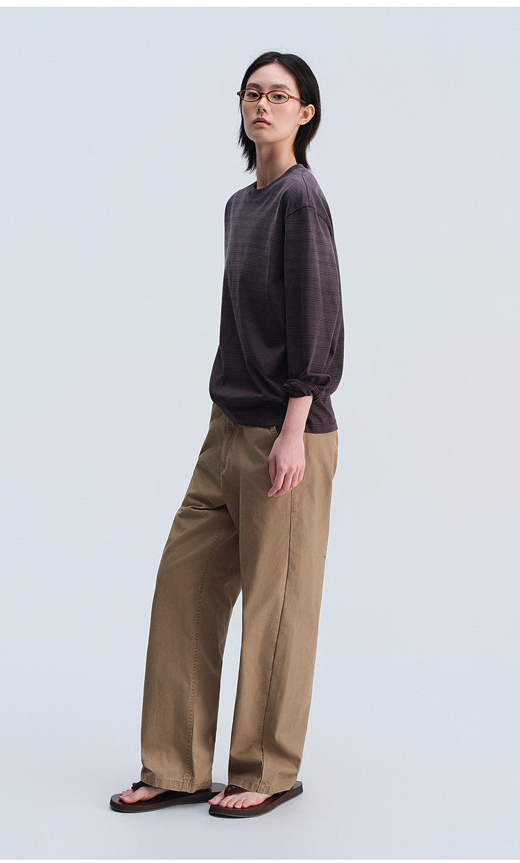 Relaxed-Fit French Workwear Casual Pants