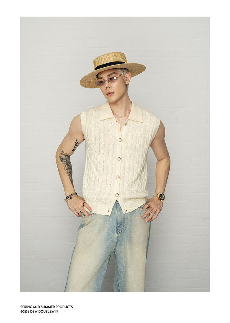 Lapel knit vest