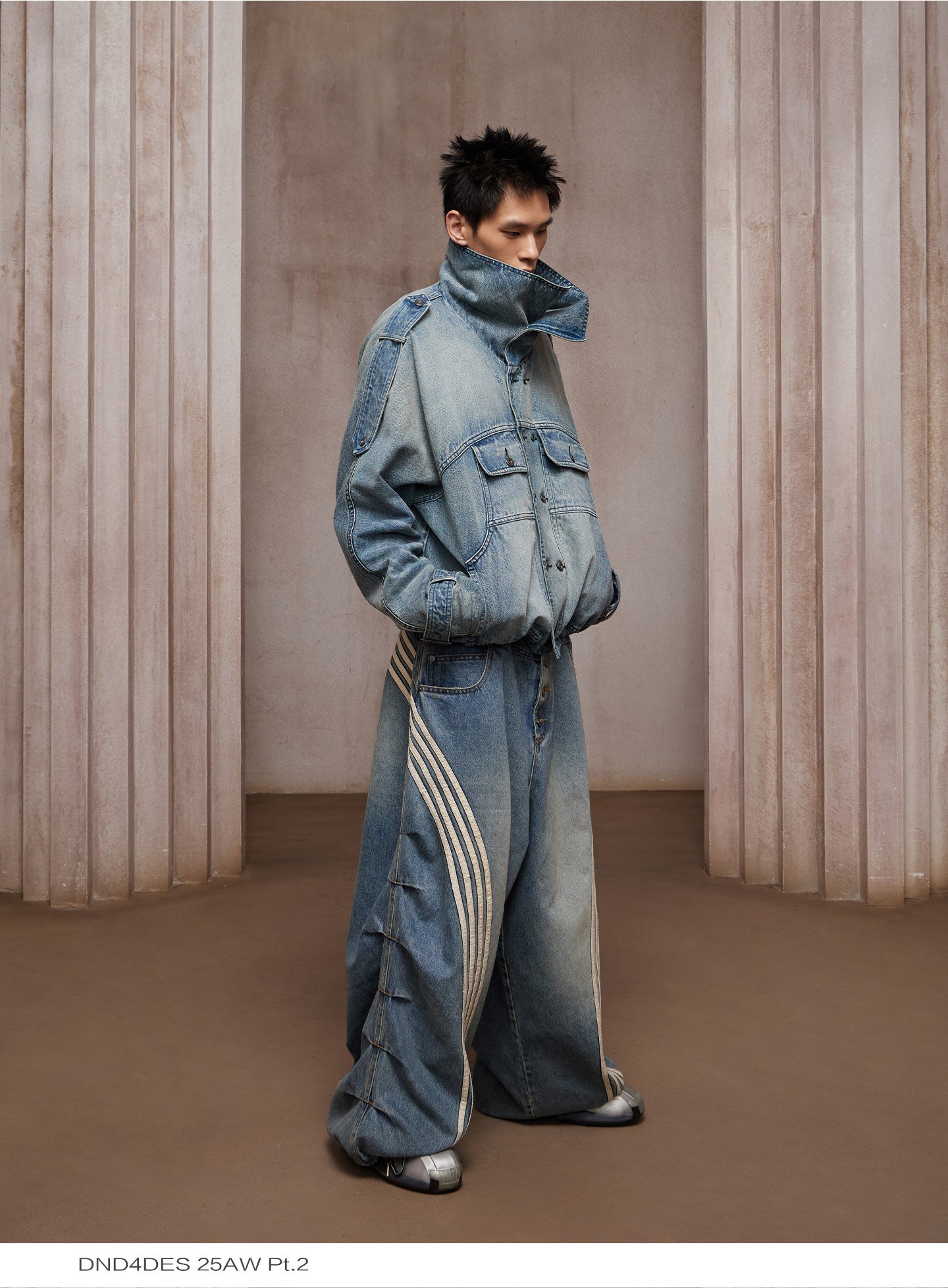 Double-Breasted Wide Denim Jacket