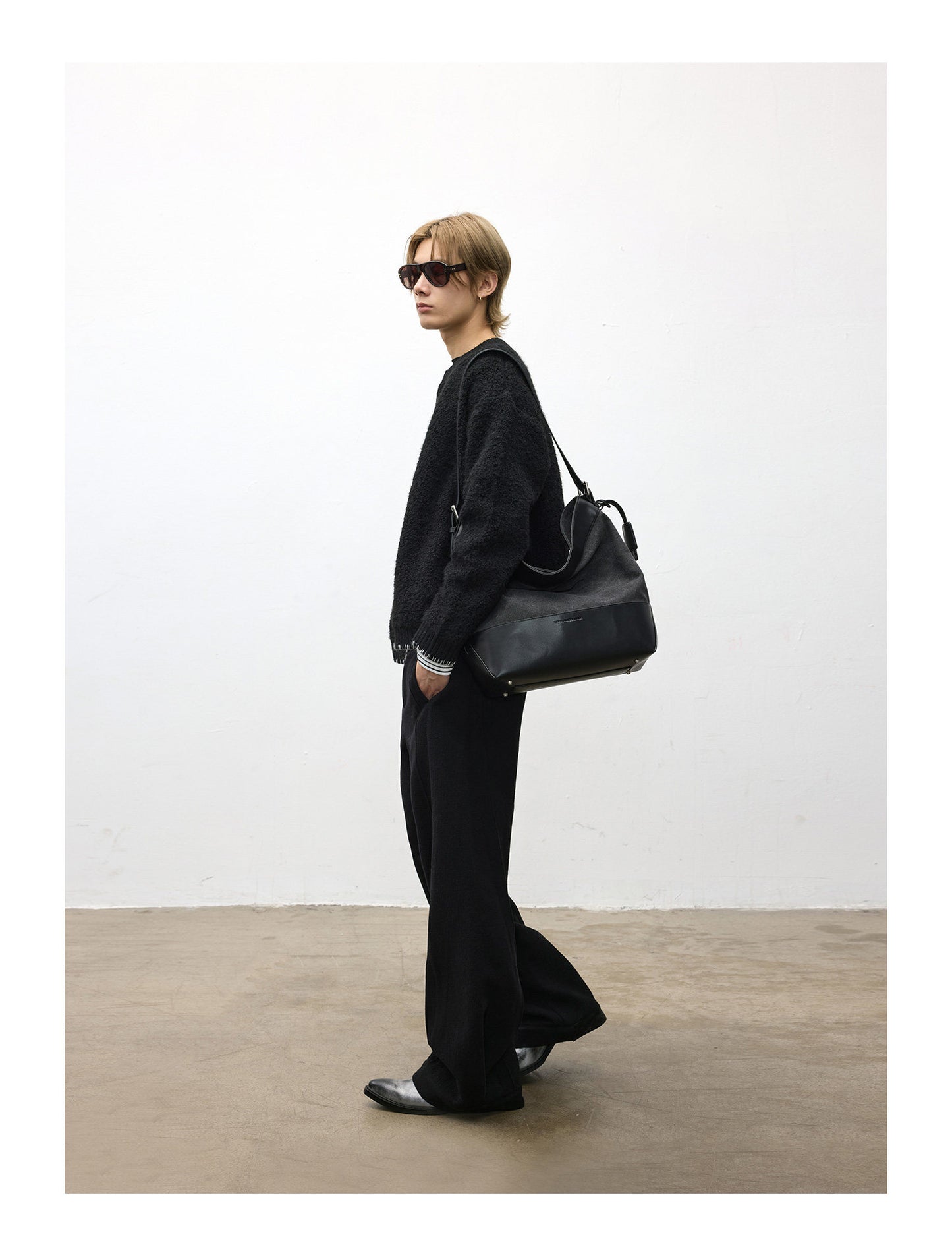 Hand-Stitched Crew Neck Cardigan