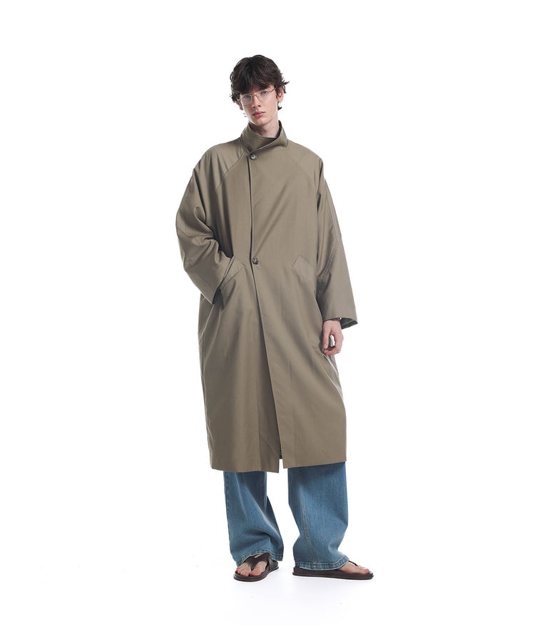 Stand-up collar long coat