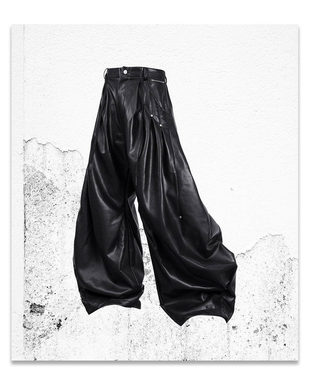 Stud Button Leather Pants