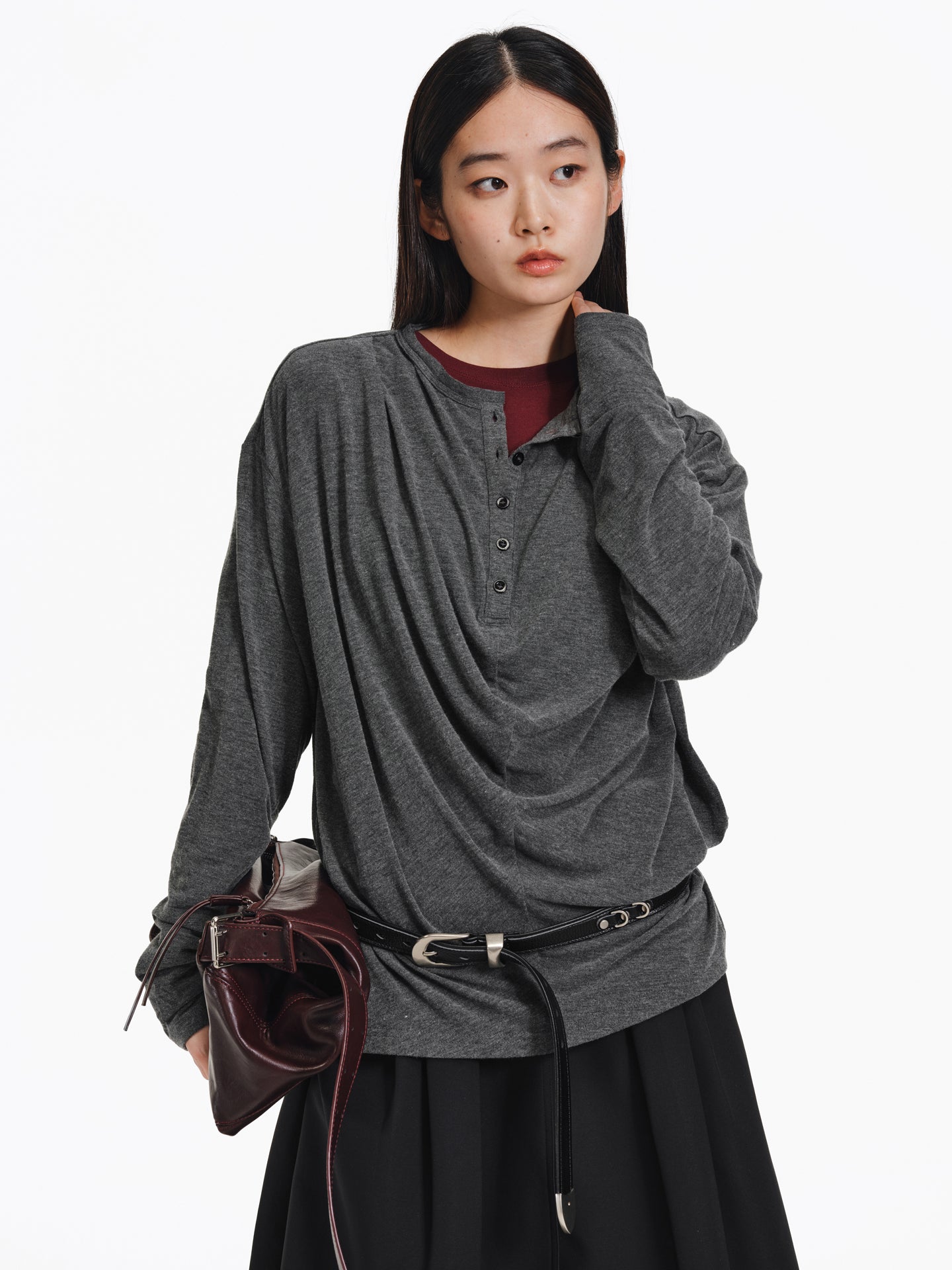 Pleated Collar T-Shirt