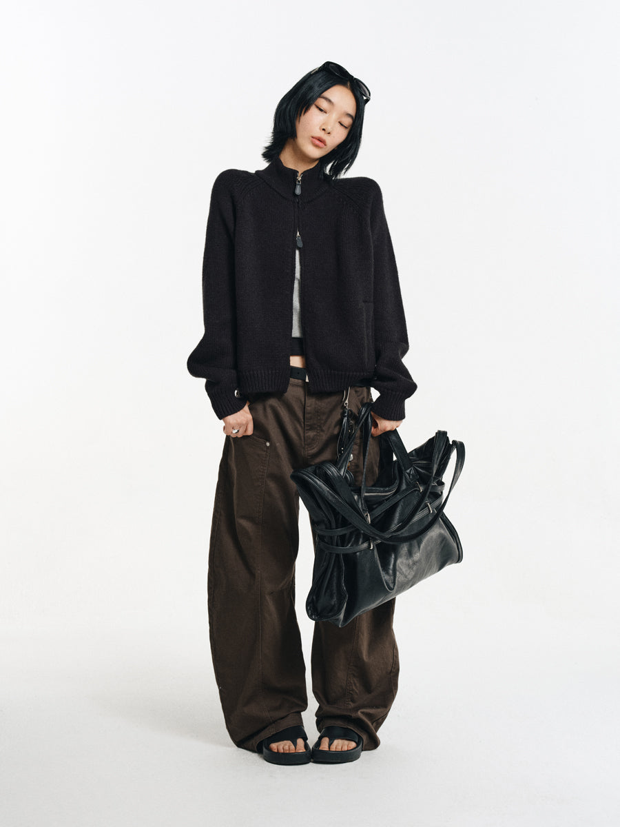 Wool Blend Stand Collar Jacket