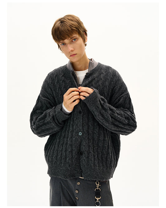 Wool-blend knit cardigan