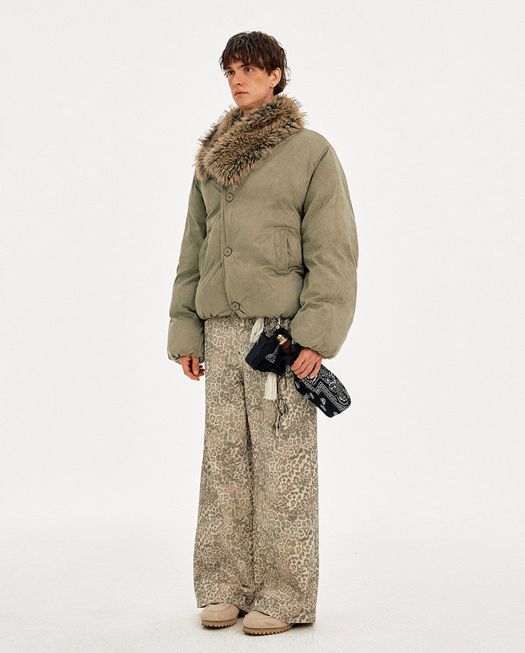 Retro Style Removable Fur Collar Faux Suede Jacket