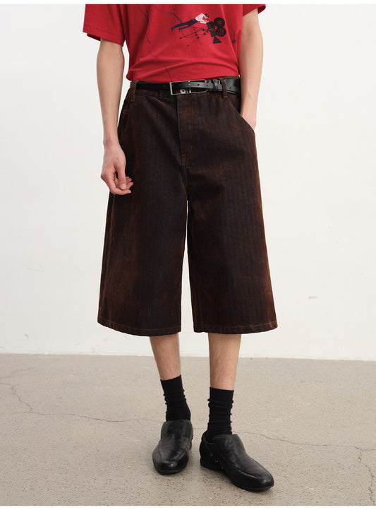 Herringbone corduroy cropped pants