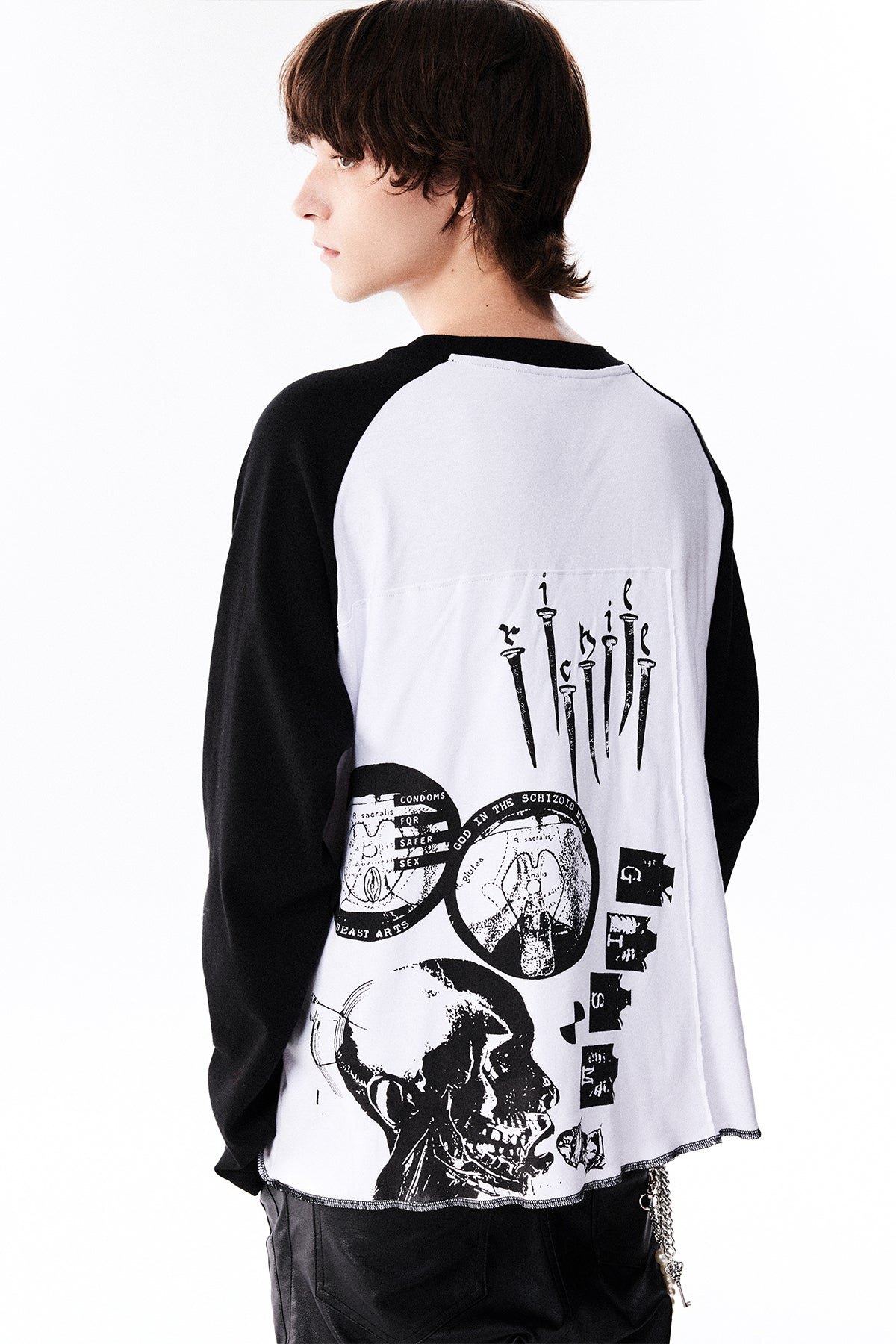 Patch print raglan T-shirt