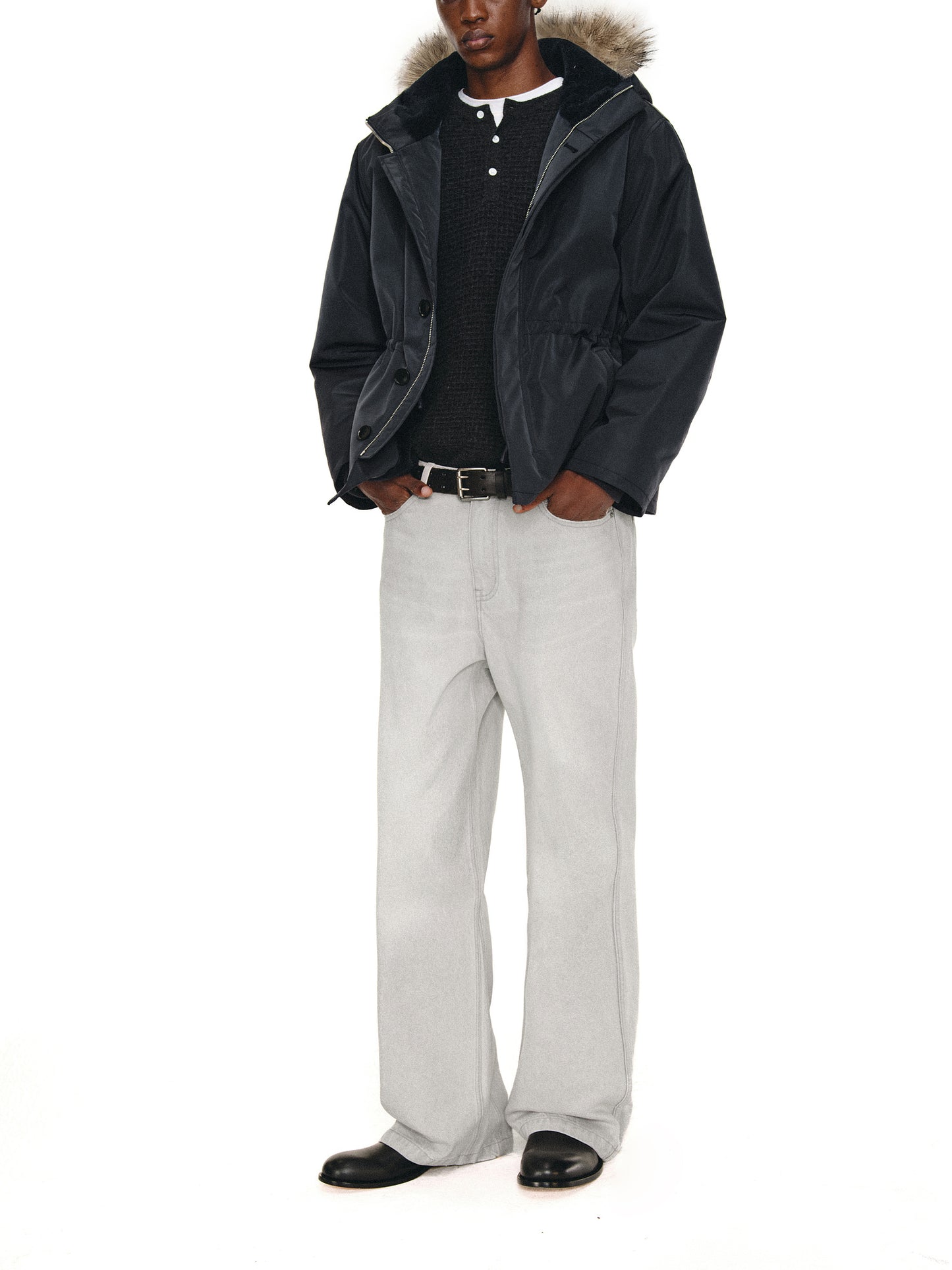 Water-repellent fur collar jacket