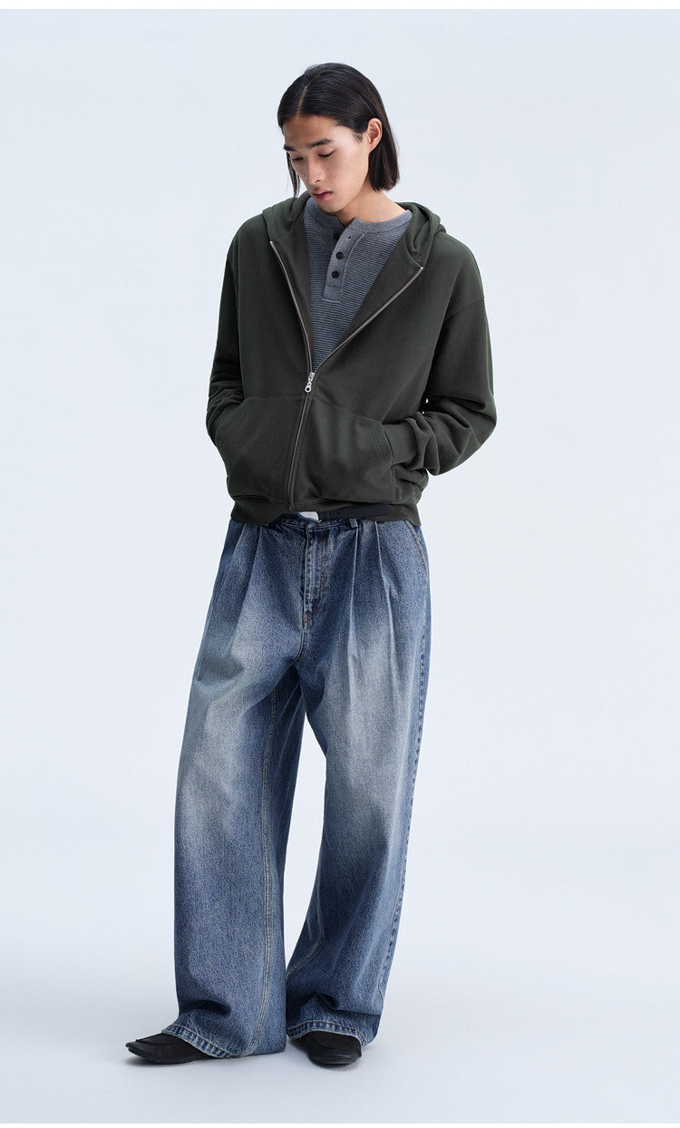 Short-Sleeve Hooded Zip-Up Sweatshirt