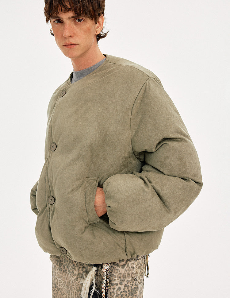 Retro Style Removable Fur Collar Faux Suede Jacket