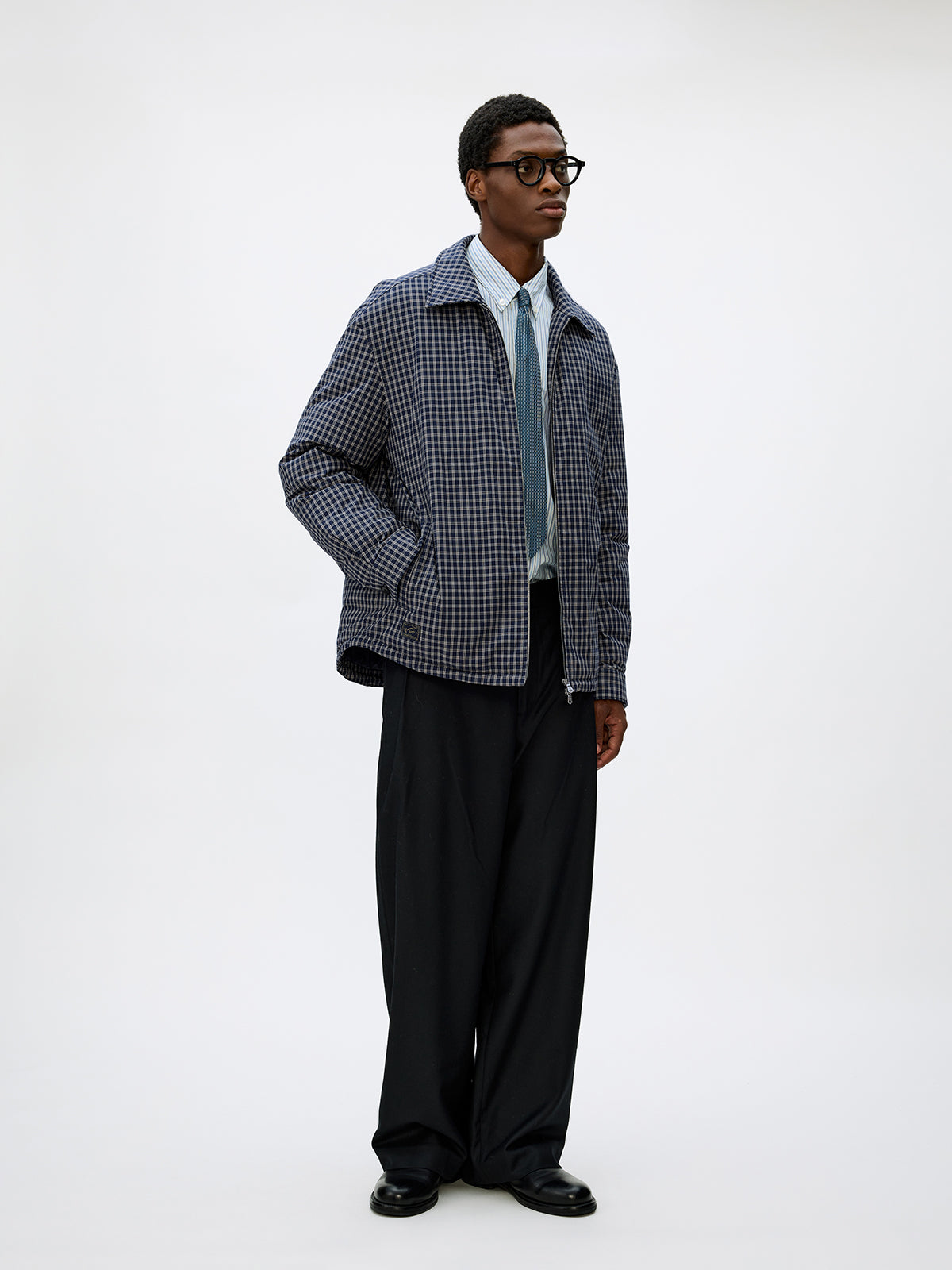 Checkered White Duck Down Jacket