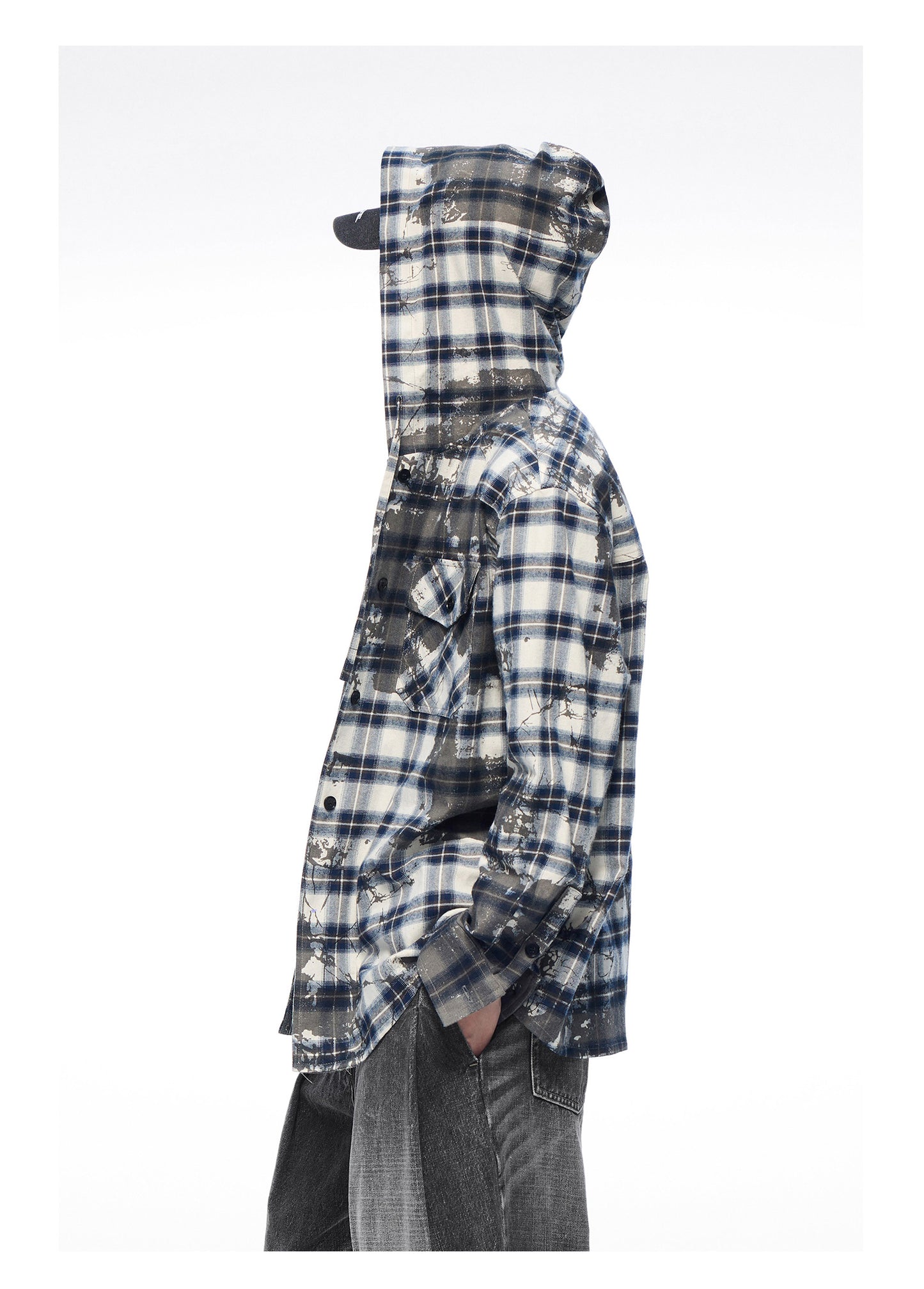 Plaid Splash Hooded Shirt