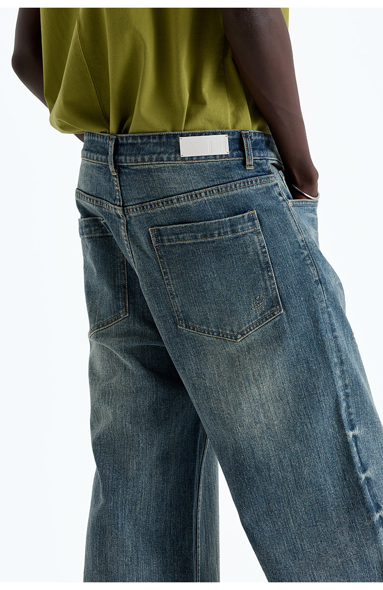 Whisker Straight Denim Pants
