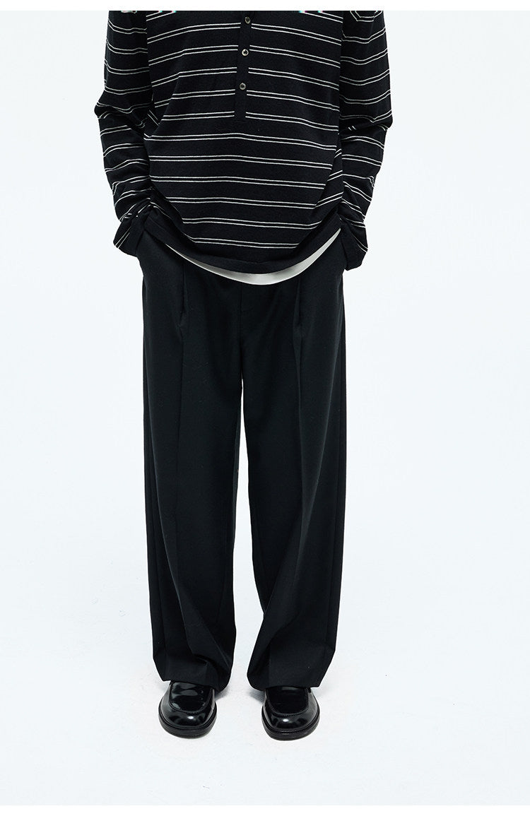 Elastic Waistband Straight Leg Casual Pants