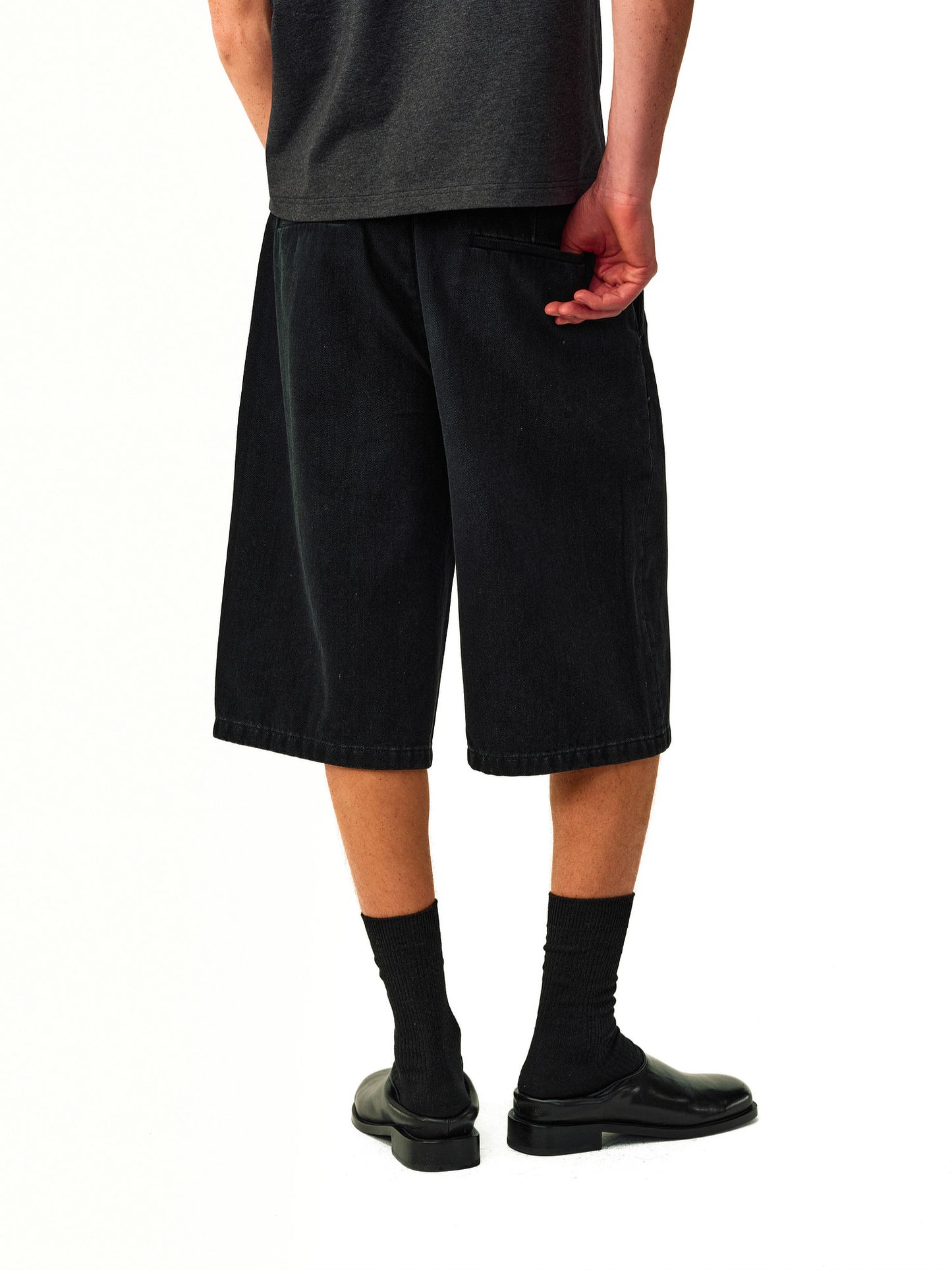 Center-Stitch Denim Shorts