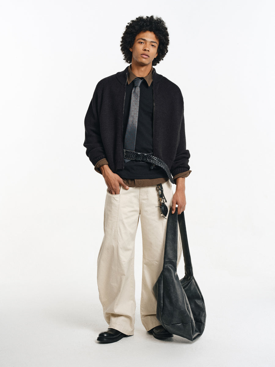 Wool Blend Stand Collar Jacket