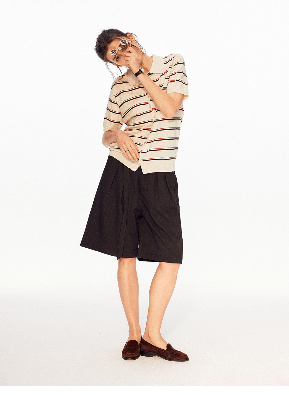 Striped Lyocell Knit Cardigan