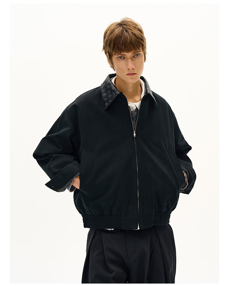 Diamond Leather Collar Jacket