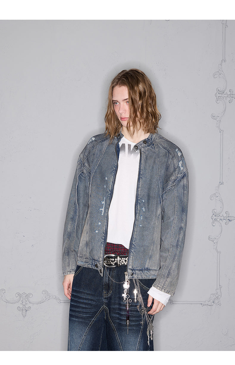 Dirty wash denim jacket