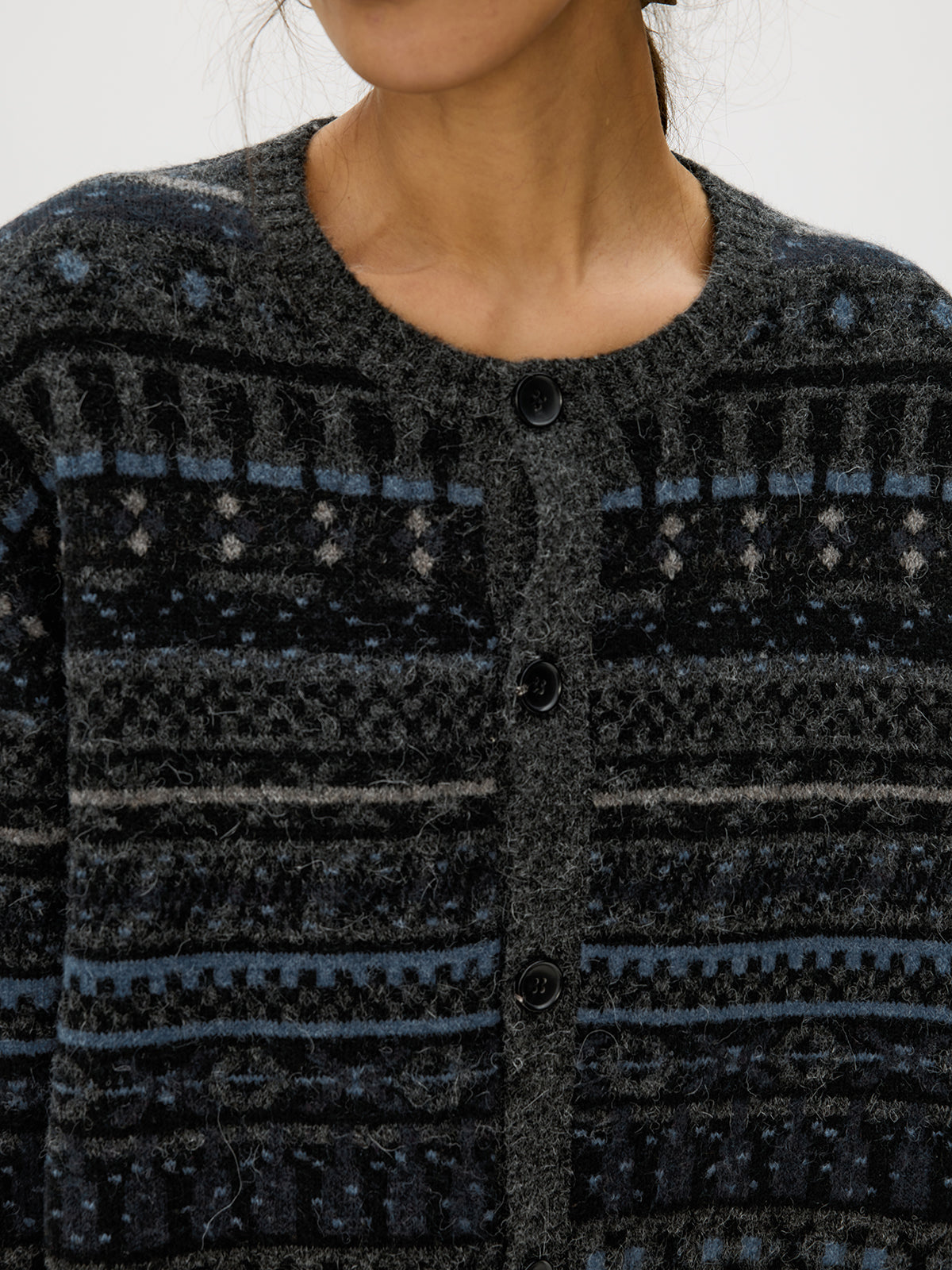 Crew Neck Button-Down Cardigan