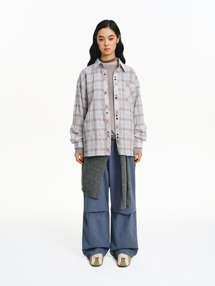 Multi-button Checkered Shirt